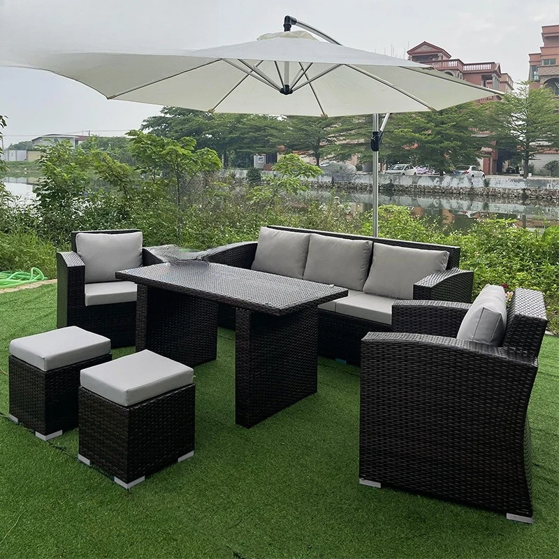 

Garden outdoor beach rattan weaving leisure sofa chair outdoor furniture sunscreen waterproof three-person rattan chair sofa