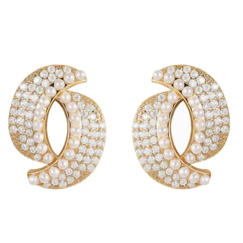 

925 Silver Needle Korean Fashion Crystal Pearl Earrings For Women Jewelry 2026 Trending New Luxury Women's Stud Earrings M28