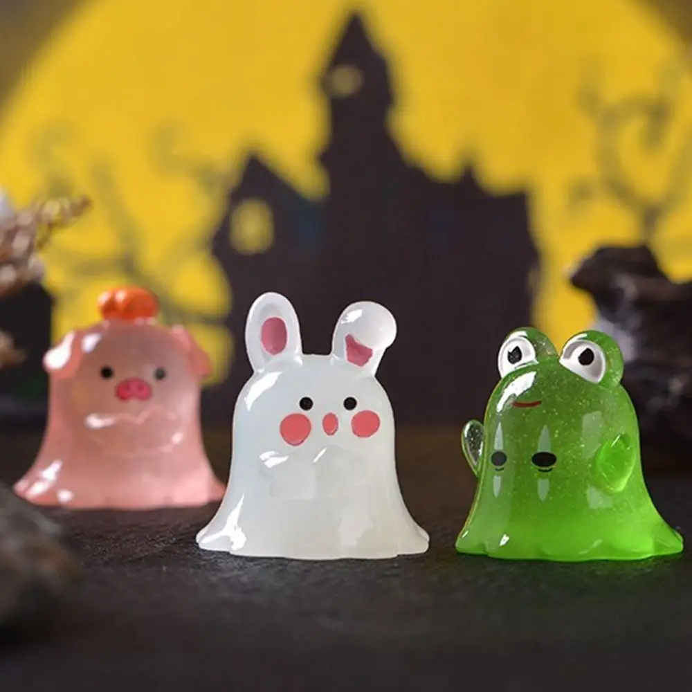 

Small Animal Halloween Ghost Ornaments Cartoon Cute Luminous Rabbit Micro Ornaments Mini Ghost Pig Miniature Figurine Halloween