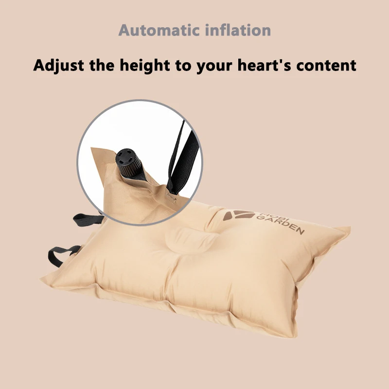 Almohada inflable automática para exteriores, reposacabezas de viaje portátil, esponja de alto rebote para el cuello