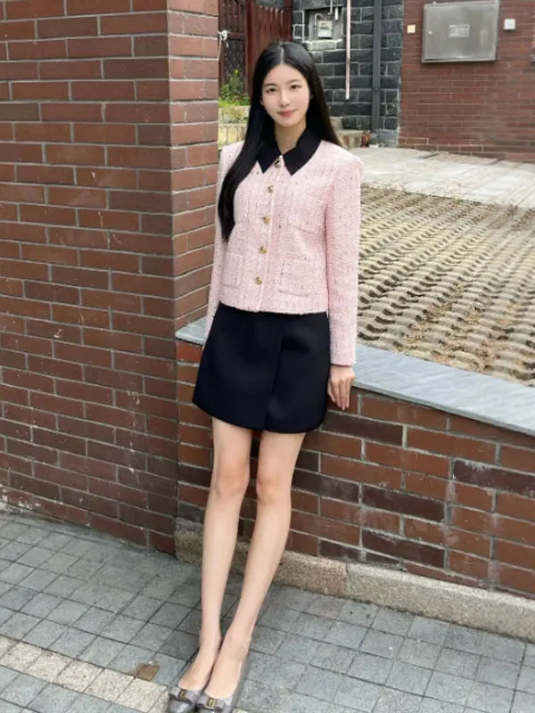 

Корейское короткое пальто с отложным воротником, модное, в стиле «парфюмерный ветер», корейская мода, маленький размер, осенне-зимняя верхняя одежда