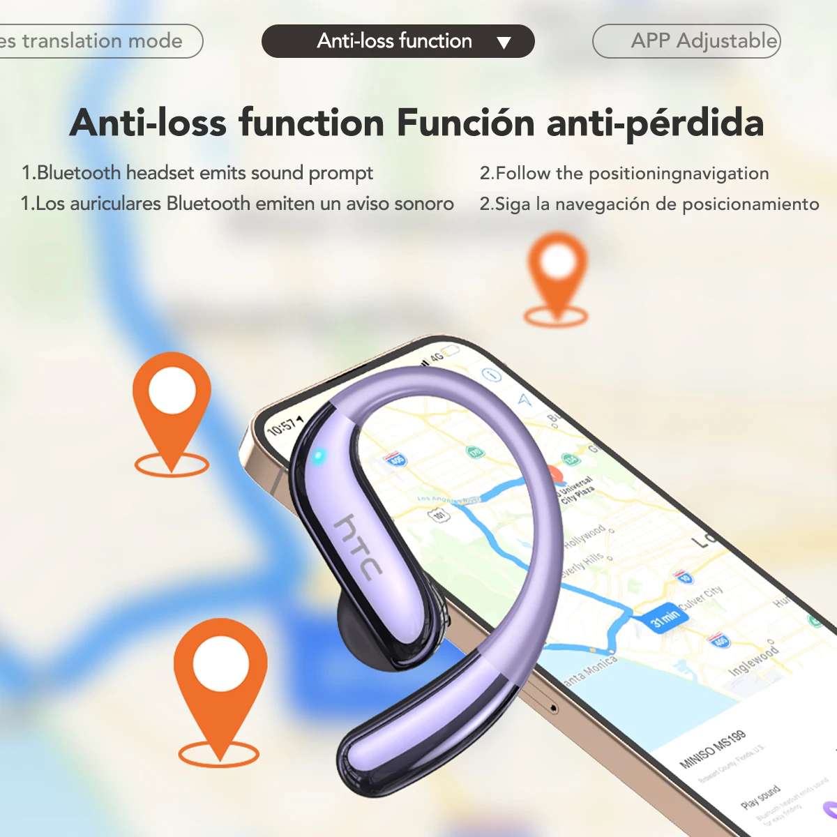 HTC NE23 OWS Wireless Headphones 6.0 Translation Earphones Dual Noise Reduction Calls IP55 Professional Protection