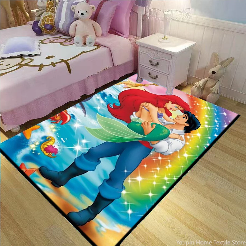 Disney Little Mermaid Kids Non-slip Large Area Rug 3D Carpet for Home Living Room the Bedroom Sofa Doormat Decor Gift MINISO Mat