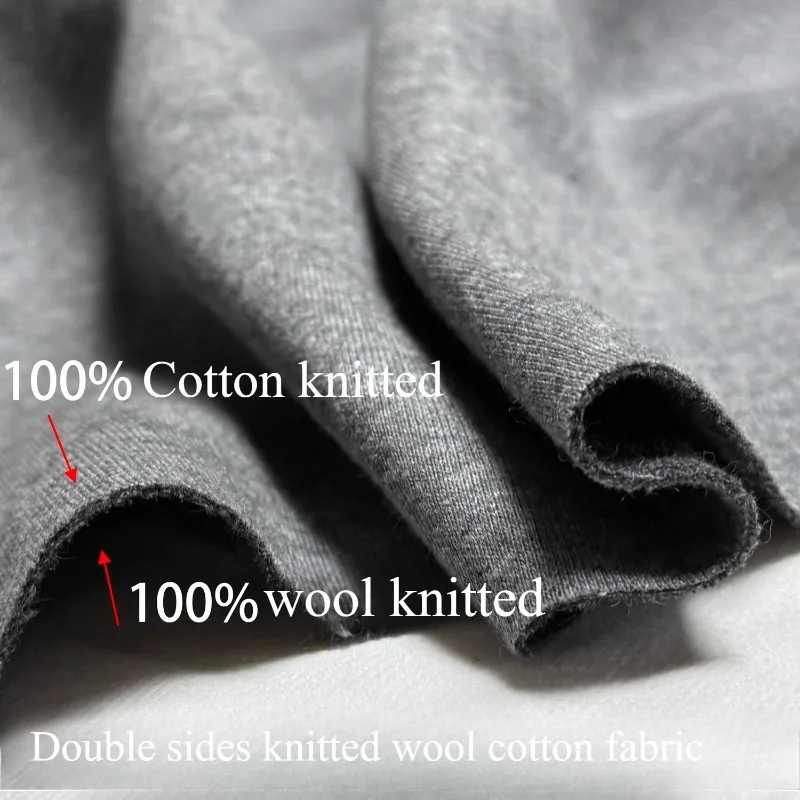 

1 метр серая двусторонняя двухслойная трикотажная шерстяная ткань микроэластичные брюки куртка свитер хлопчатобумажная ткань зима