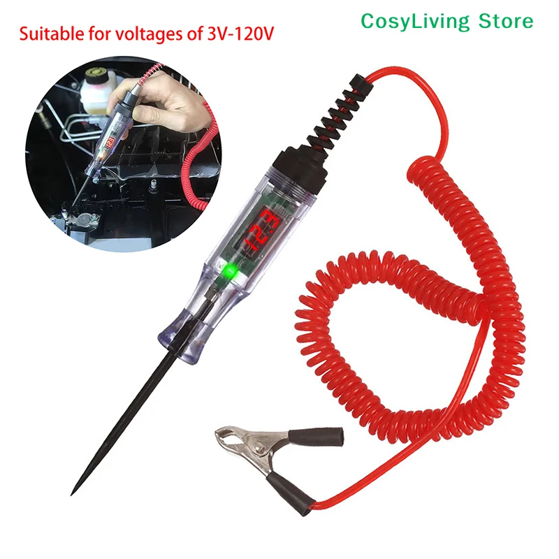 1Pc Circuit Tester 5-120V Backlit Digital LED Circuit Tester Heavy Duty Auto Test Light Digital LED Circuit Tester