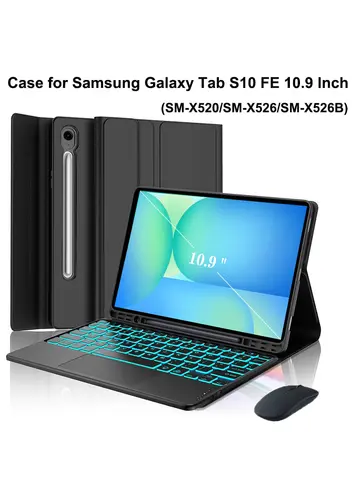 Case for Samsung Tab S10 FE 10.9 inch 2025, Bluetooth keyboard cover for Galaxy Tab S10 FE 10.9 SM-X520/X526/X526B