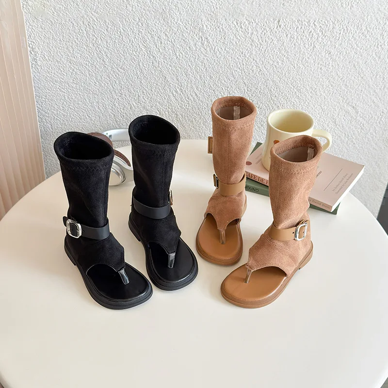 

Новые корейские сандалии для девочек 2026 года: мягкие, на шнуровке, в римском стиле, с открытым носком, летние ботинки