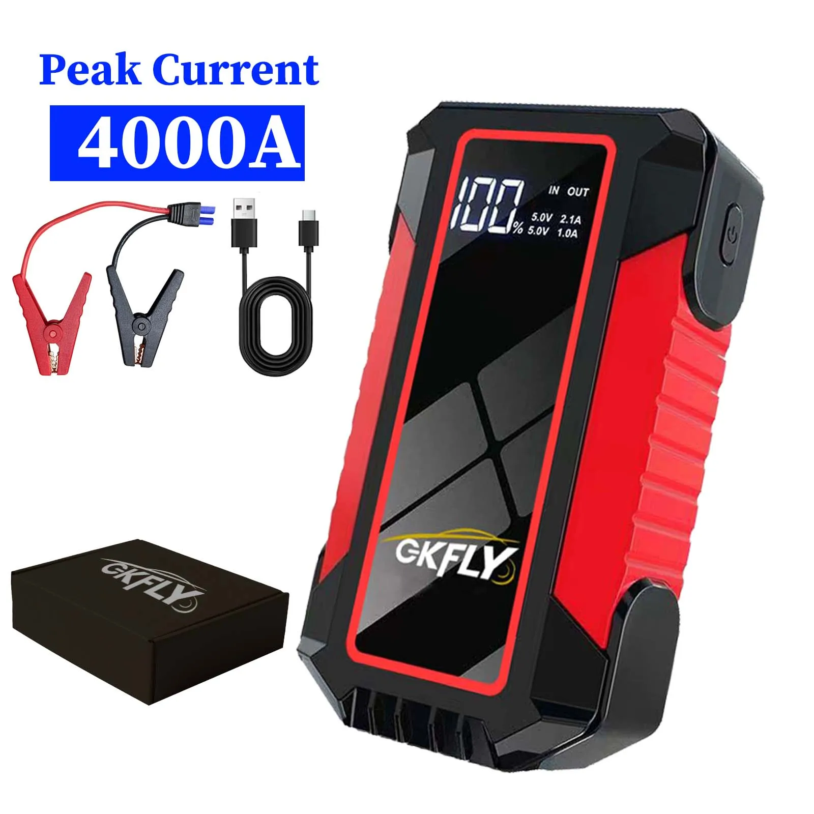 GKFLY Auto Jump Starter 3000A/4000A Draagbare Benzine Diesel Startapparaat 12V Draagbare Power Bank Auto Acculader Buster