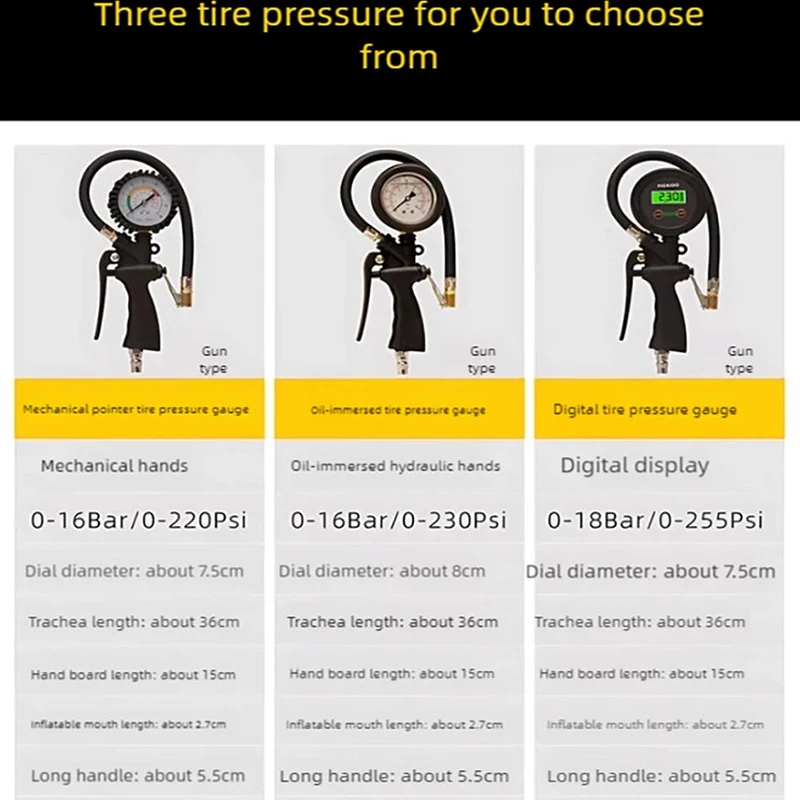 Reifen Manometer Luft Manometer Auto Reifen Inflation Hochpräzise Reifendruck Detektor Gas Füllung Und Inflation Pistole