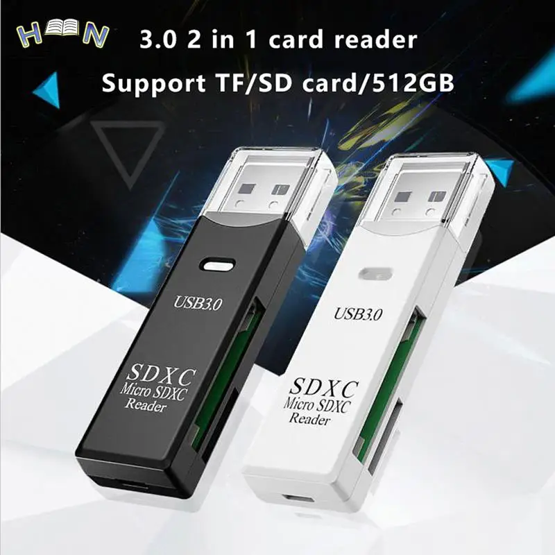 Micro SD TF Memory Card Reader, USB 3.0, 2 em 1, Conversor de Extensão, Celular, PC, Laptop, 1Pc