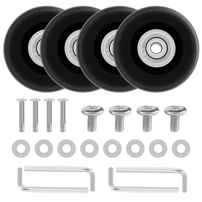 OD 50mm 4 Sets of Luggage Suitcase Replacement Wheels Axles Deluxe Repair Tool