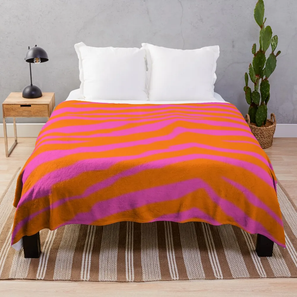 

Pink and orange zebra print Throw Blanket Decorative Bed Blankets Soft Bed Blankets