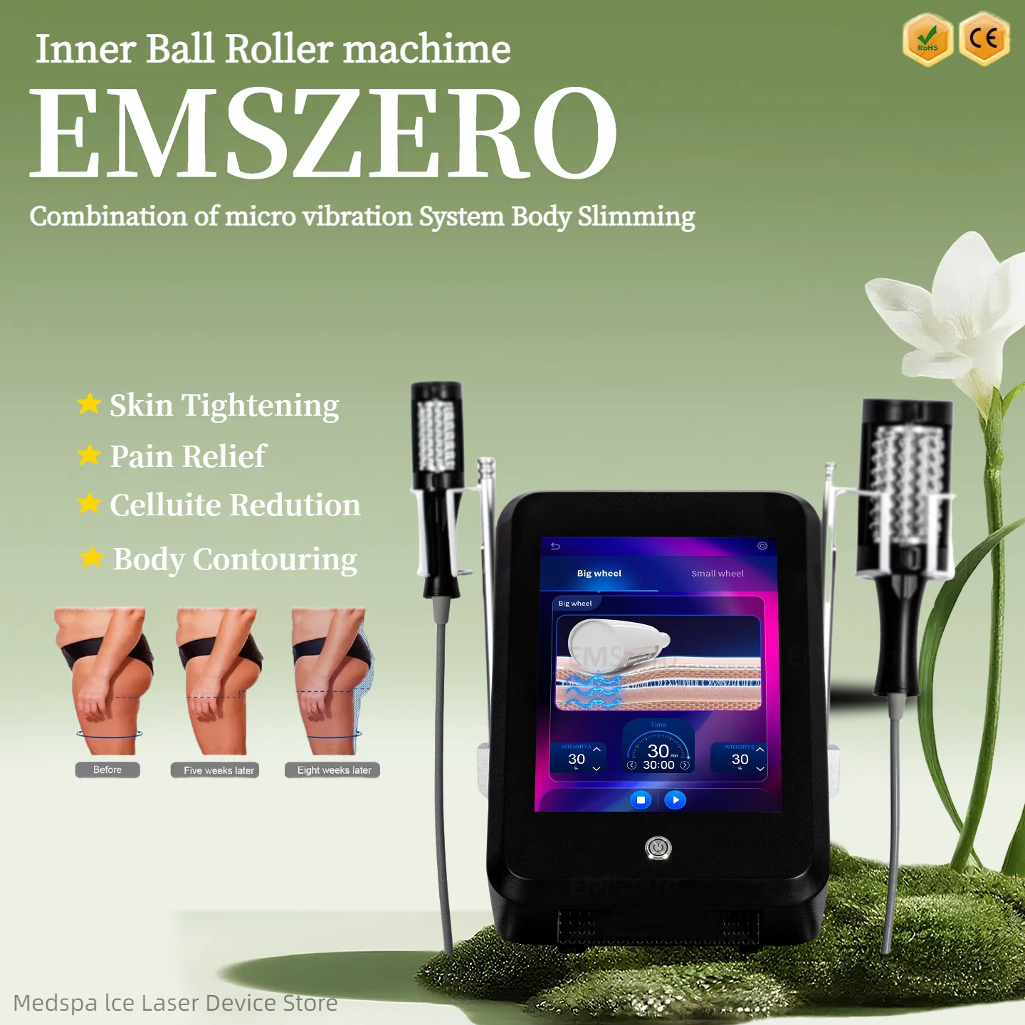 

EMSZERO 6500W 200HZ Roller Slimming Cellulite Reduction Inner Ball Roller 360 Degree Infrared Vacuum Roller Massage Beauty