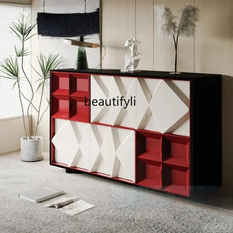 

Spanish side cabinet original design abstract chest cabinet art baking paint engraving entrance shoe cabinet