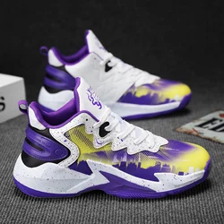 Swivel Buckle Children Sports Shoes High Top Kids Basketball Shoes Non-slip Boys Sneakers Casual Breathable Running Trainers
