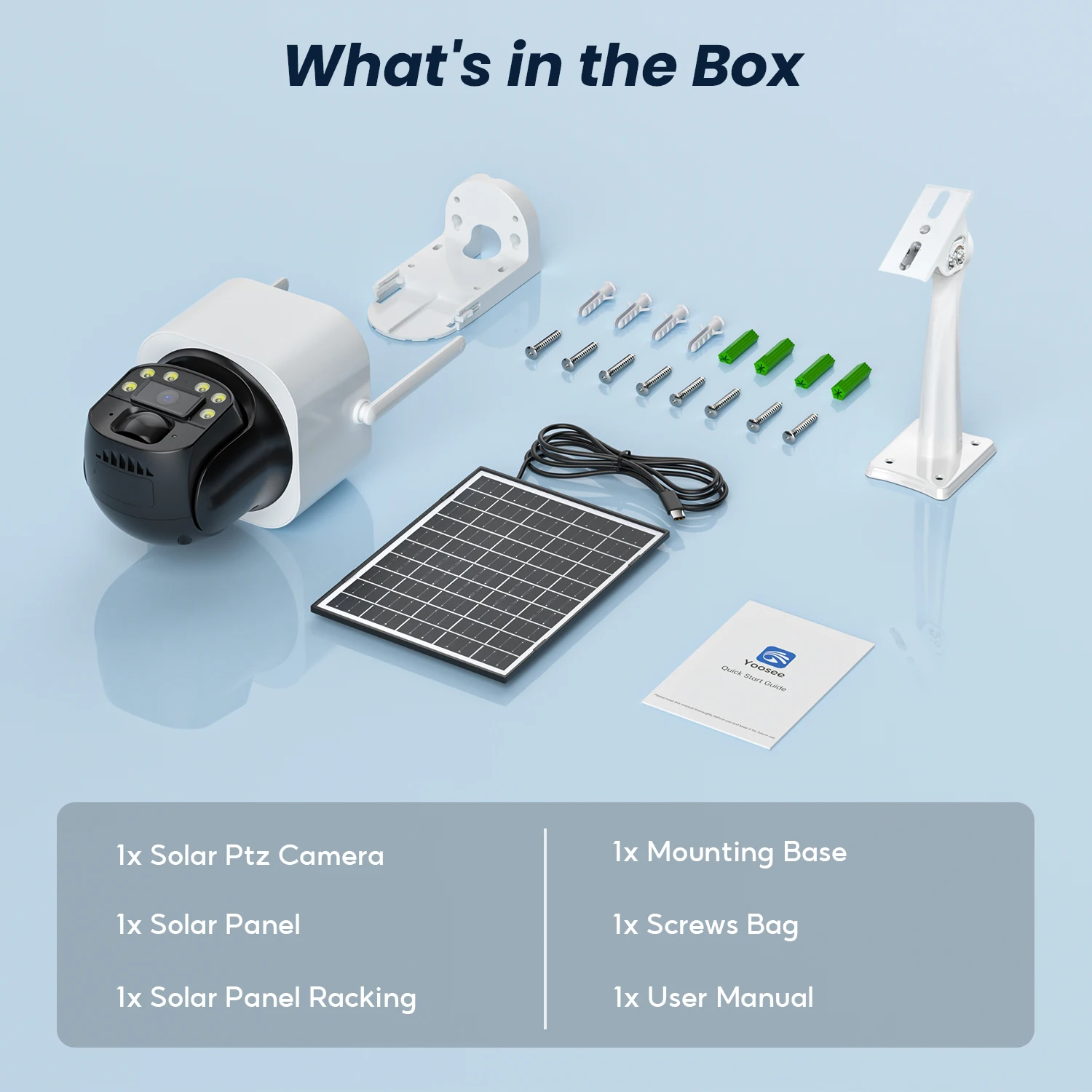 YOOSEE 4K 8MP Solar Powered 4G LTE IP Camera with Two-Way Audio Color Night Vision Human Detection PTZ Surveillance