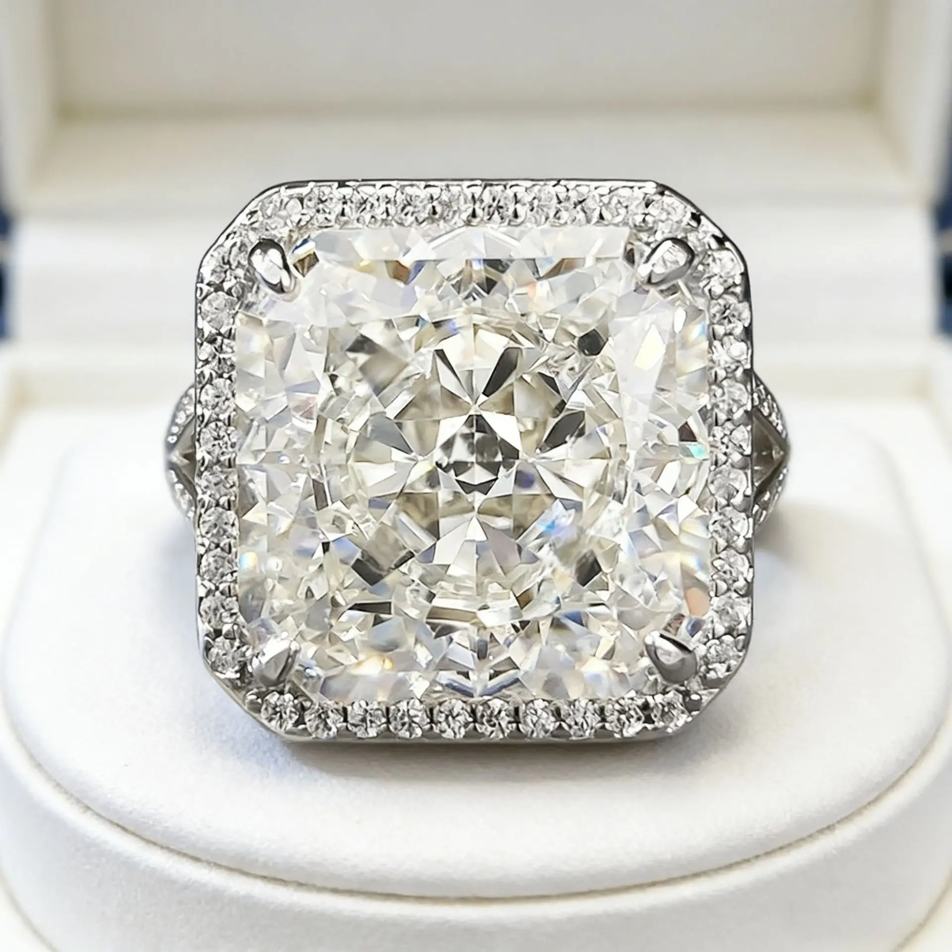 Square High Carbon Diamond s925 Silver Rings 13*13mm 5A Grade Big Stone Stunning Ring Fine Jewelry