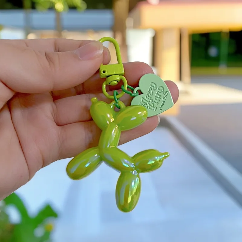 DIY Candy Color Sweet Resin Balloon Dog Keychain For Women Girls Animal Shaped Phone Chain Key Buckle Accessories Bag Pendant