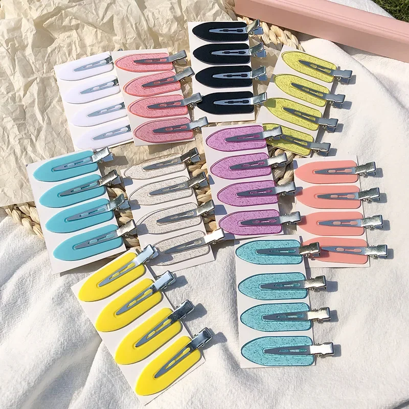 No Bend Seamless Hair Clips para mulheres, Side Bangs Barrette, maquiagem, Washing Face Accessories, Girls Styling Hairpins, 4pcs por conjunto