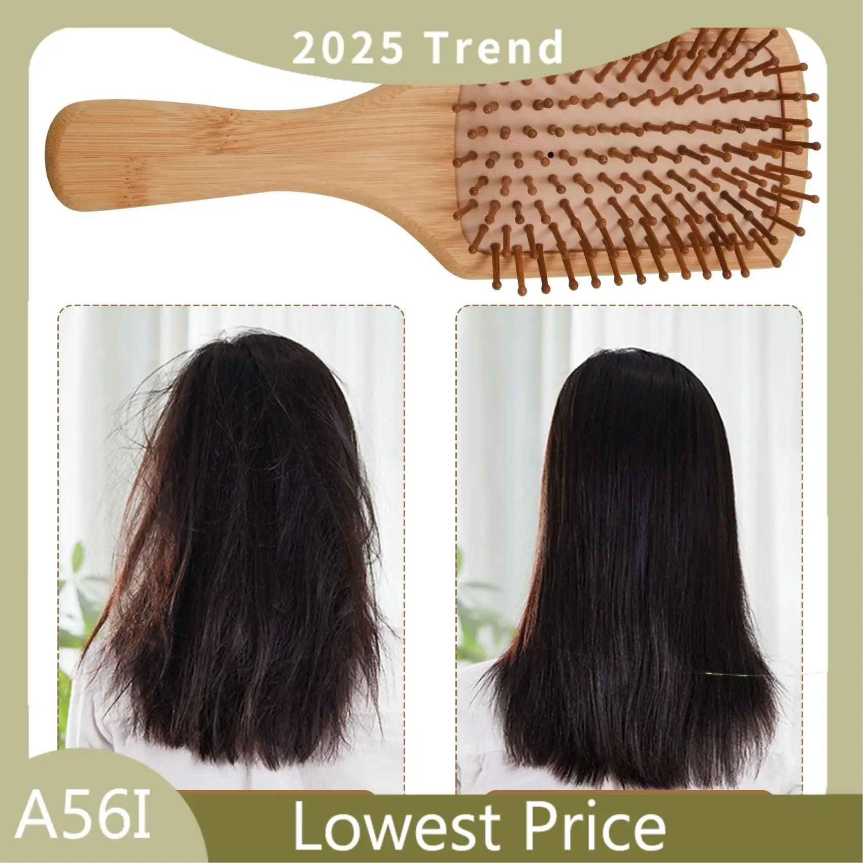 ABDD 6PC/Set Wood Comb Healthy Paddle Cushion Hair Loss Massage Brush Hairbrush Comb Scalp Hair Care Healthy Bamboo Comb