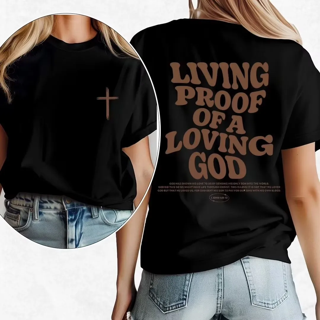 Loving God Graphic Christian T Shirt Biblical Faith Print Casual Cotton Tee for Women