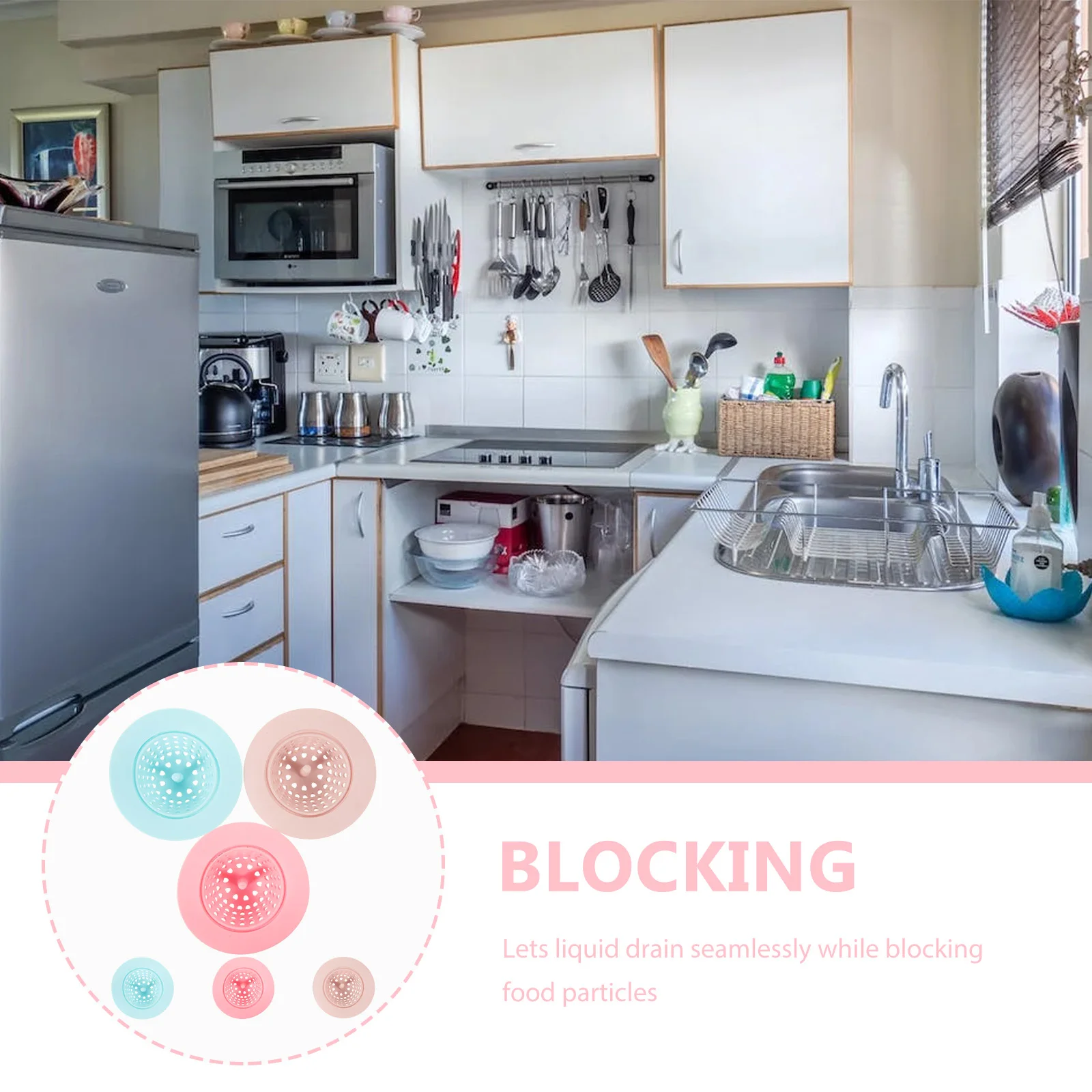 

6Pcs Silicone Kitchen Sink Filter Net Strainer Hair Catcher Garbage Stopper for Bathroom Floor Drain Drain Cleaner