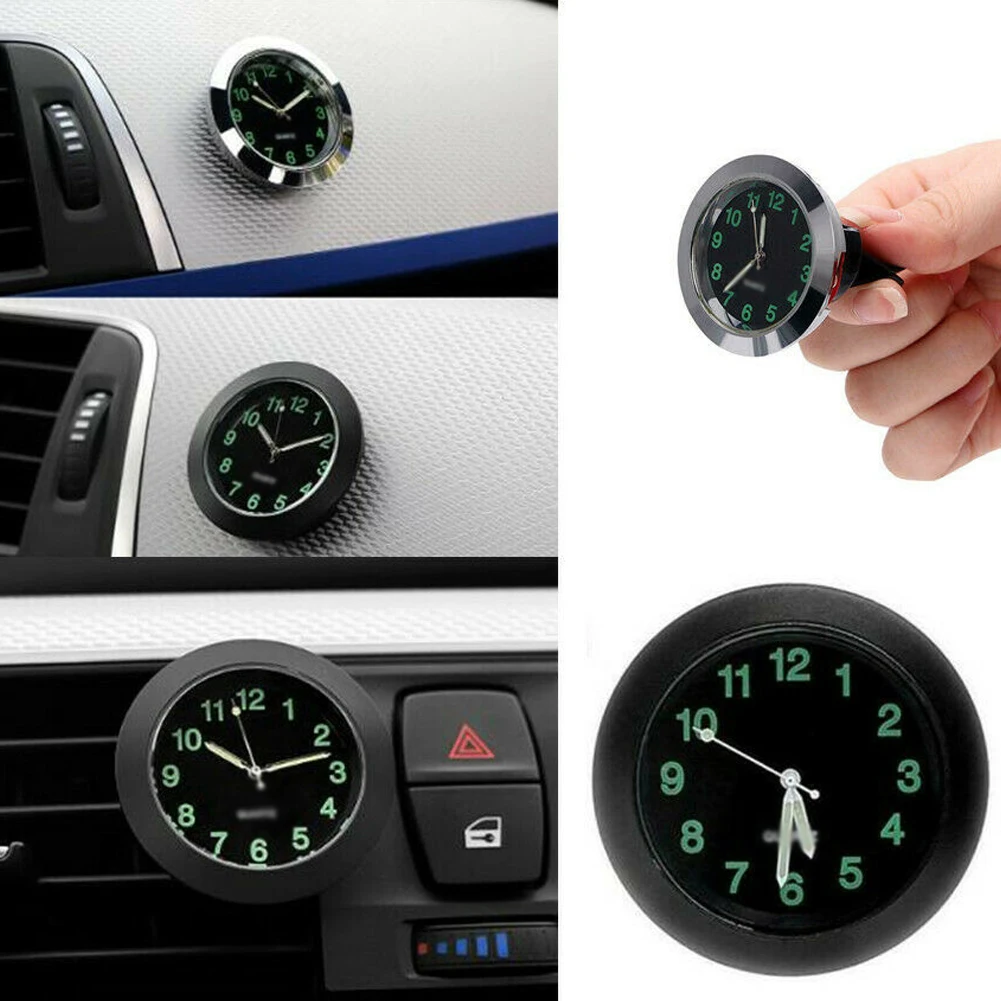 Chrome Metal Car Clock Clip Decor Inner Interior Parts Quartz Replacement Watch Accessories Auto Black  Chrome