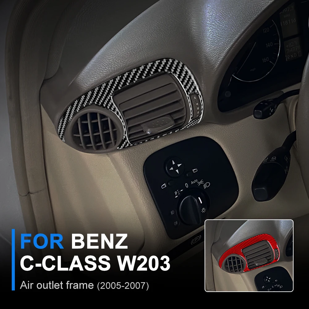 

Накладка на вентиляционное отверстие из углеродного волокна для Benz C Class W203 2005 2006 2007, центральная консоль, приборная панель, аксессуары для салона автомобиля, обновление