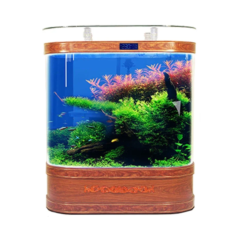 European style fish tank living room, large financial attraction,  floor to ceiling ecological household goldfish tank