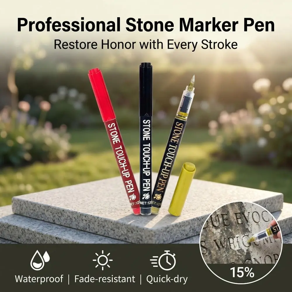 Soft Tip Stone Repair Pen Large Capacity Permanent Tombstone Paint Marker Waterproof Weatherproof Paint Pen