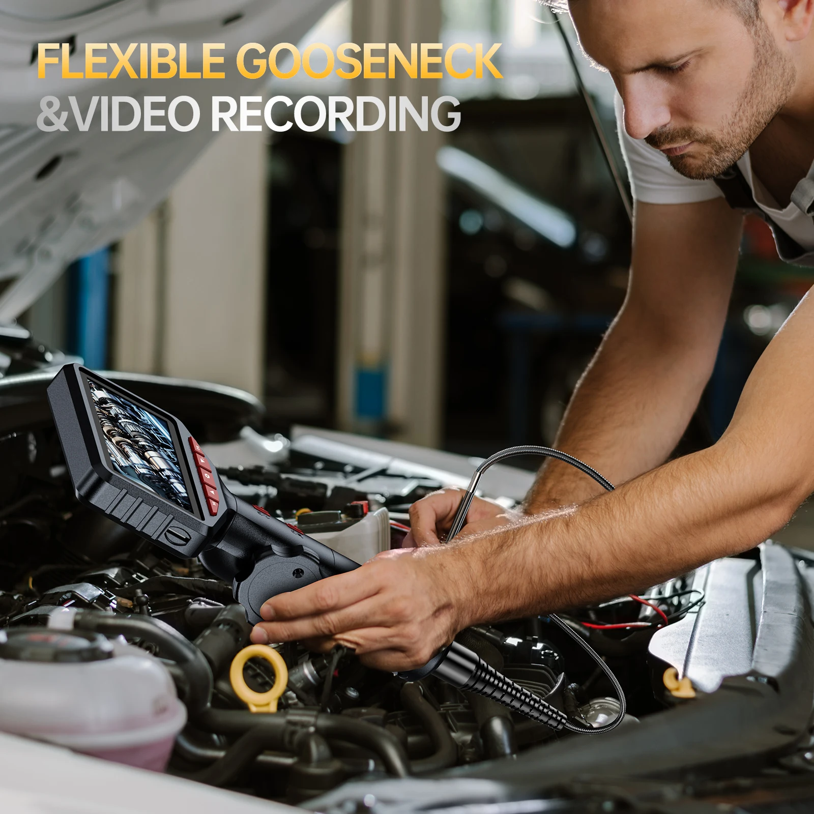 WDLUCKY 3.9MM Articulating Borescope 1080P 4.3 Inch IPS Two Way 360° Steering Endoscope Camera IP67 1m Stainless Steel Tube