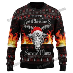 Satan Claus Merry Christmas Hail Satanic 3D Printed Ugly Christmas Sweater Winter Unisex Casual Warm Knit Pullover Sweater MY11