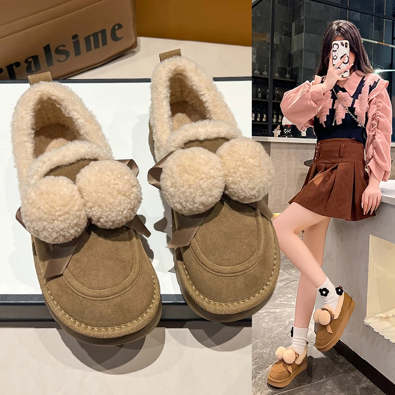 Moccasin Shoes Slip-on Loafers With Fur Casual Female Sneakers Autumn Moccasins Slip On Fall New Winter Women Shoes Autumn Loafe