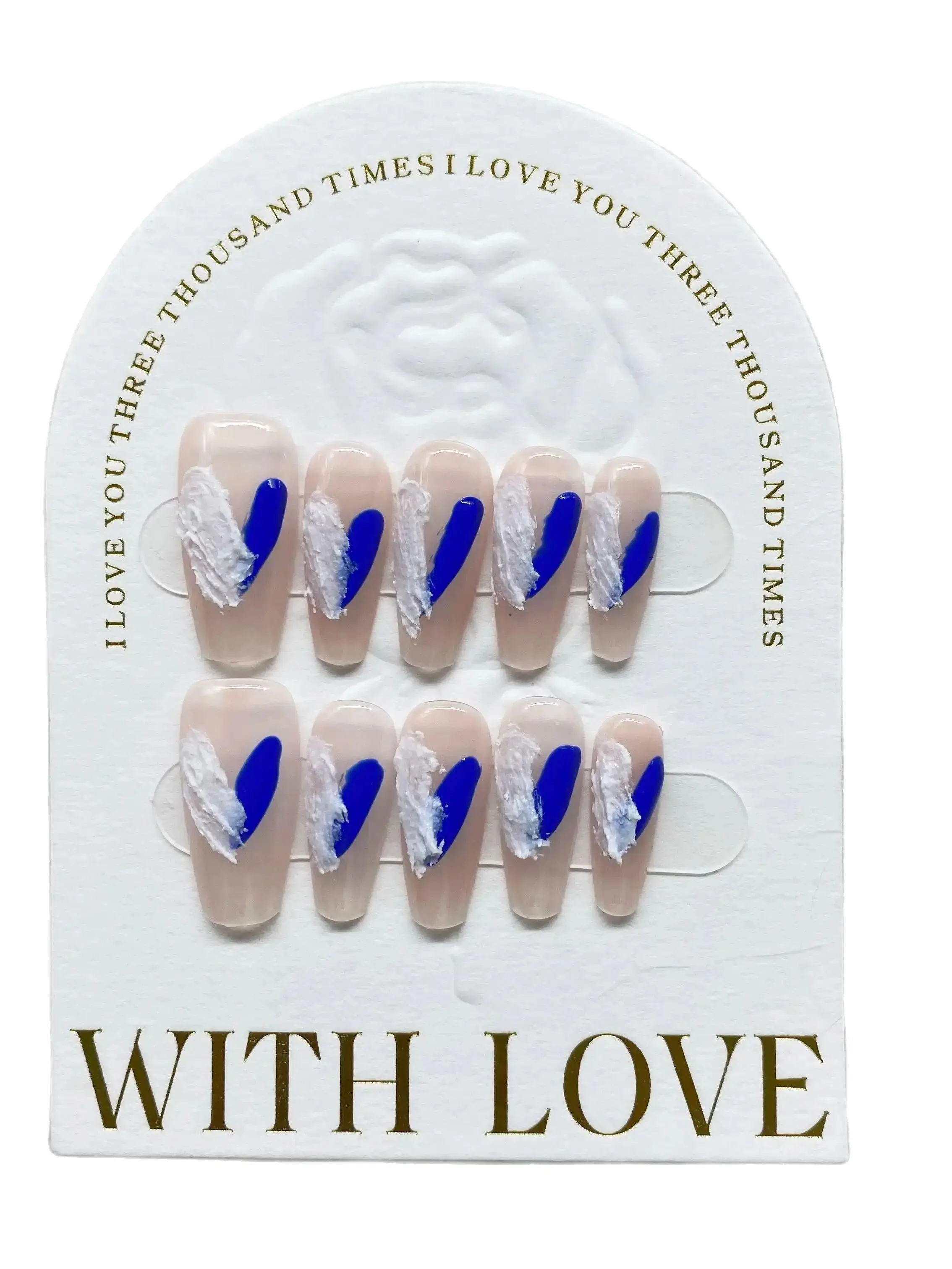 Handmade Press On Nails with Spice Girl Whitening Klein Blue Plaster Heart Removable and Reusable High-quality and Luxurious