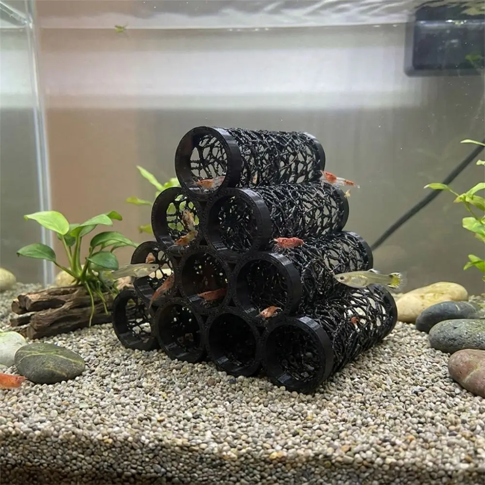 3-10 Holes Fish Shrimp Hideout Shelter Hollow Out 3D Printed Aquarium Underground Cave Multi-Tube Plastic Betta Hideaway House