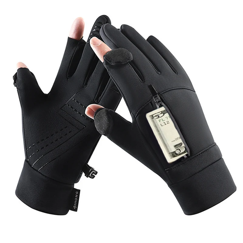 Guantes cálidos de invierno para pantalla táctil, resistentes al viento, impermeables, a prueba de frío, para conducir, ciclismo, pesca, esquí