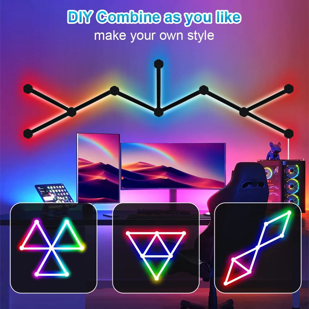 WIFI lampada da parete intelligente RGBIC luce notturna ambientale decorativa fai da te Splicing controllo APP dimmerabile per la sala giochi camera da letto TV