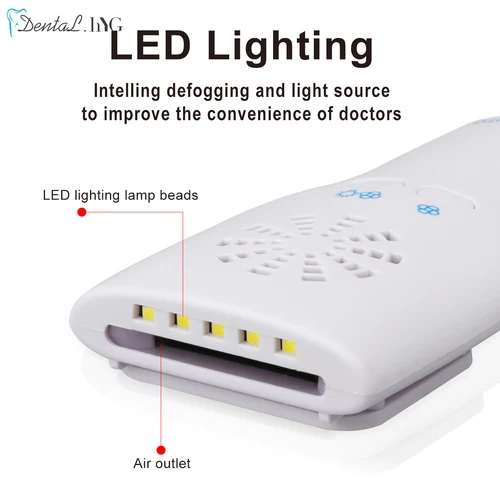 Imagen 2 del producto Espejo fotográfico LED sin niebla para imagen de ortodoncia Dental, Reflector de observación de cavidad de acero inoxidable de alta dureza, ortodoncia Oral