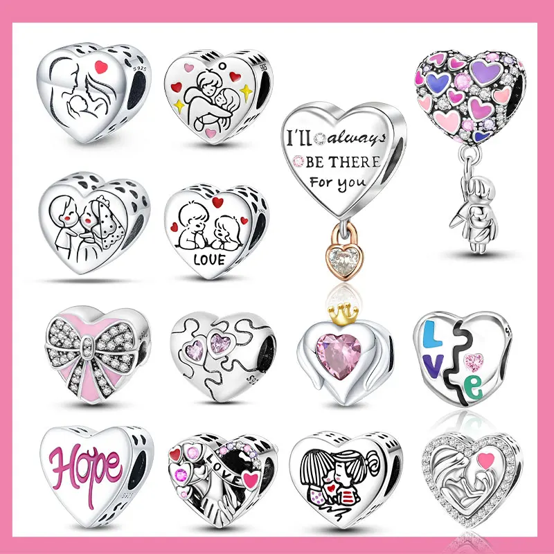 

Подвески из серебра 925 пробы с цирконом Forever Love Heart Sweethearts Life Подвески подходят для браслета, браслета, бусины, аксессуары для влюбленных