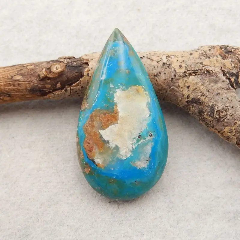 Natural Stone Blue Opal Gemstone Teardrop Cabochon Flatback Fashion Jewelry Necklace Accessories 33x18x5mm 4g