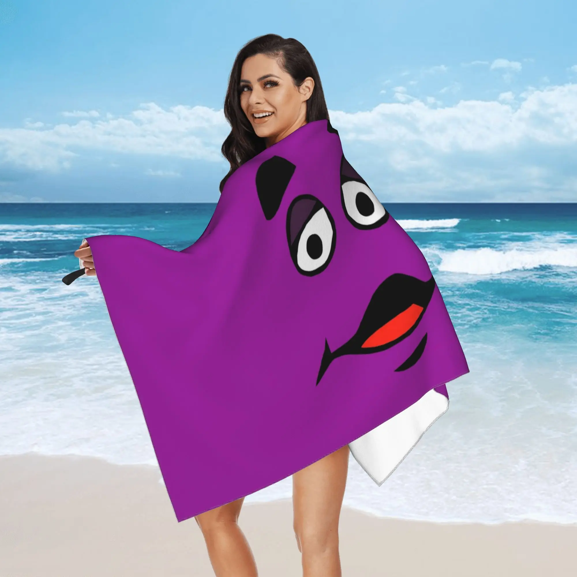 Grimace Cartoon Design Beach Towel Soft Microfiber Quick Dry Absorbent Quick Towels For Swimming