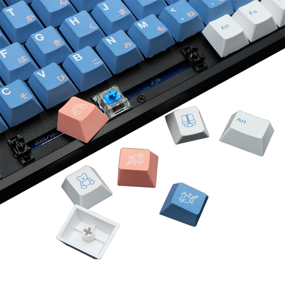 Azul rosa keycaps 129 chaves dreamland keycaps tintura sub personalizado japonês keycaps para cherry mx switch teclados mecânicos