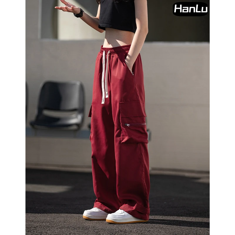 Men's Spring Loose Harajuku 3D Large Pocket Workwear Pants Women's Fashion Micro Wide Leg Japanese Casual Pants Plus Size