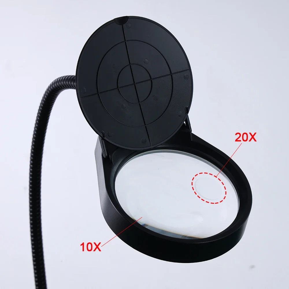 10X/20X Foldable Desktop Magnifying Glass with Led Lights USB Magnifier with Base for Reading Repair Welding Desk Lamp