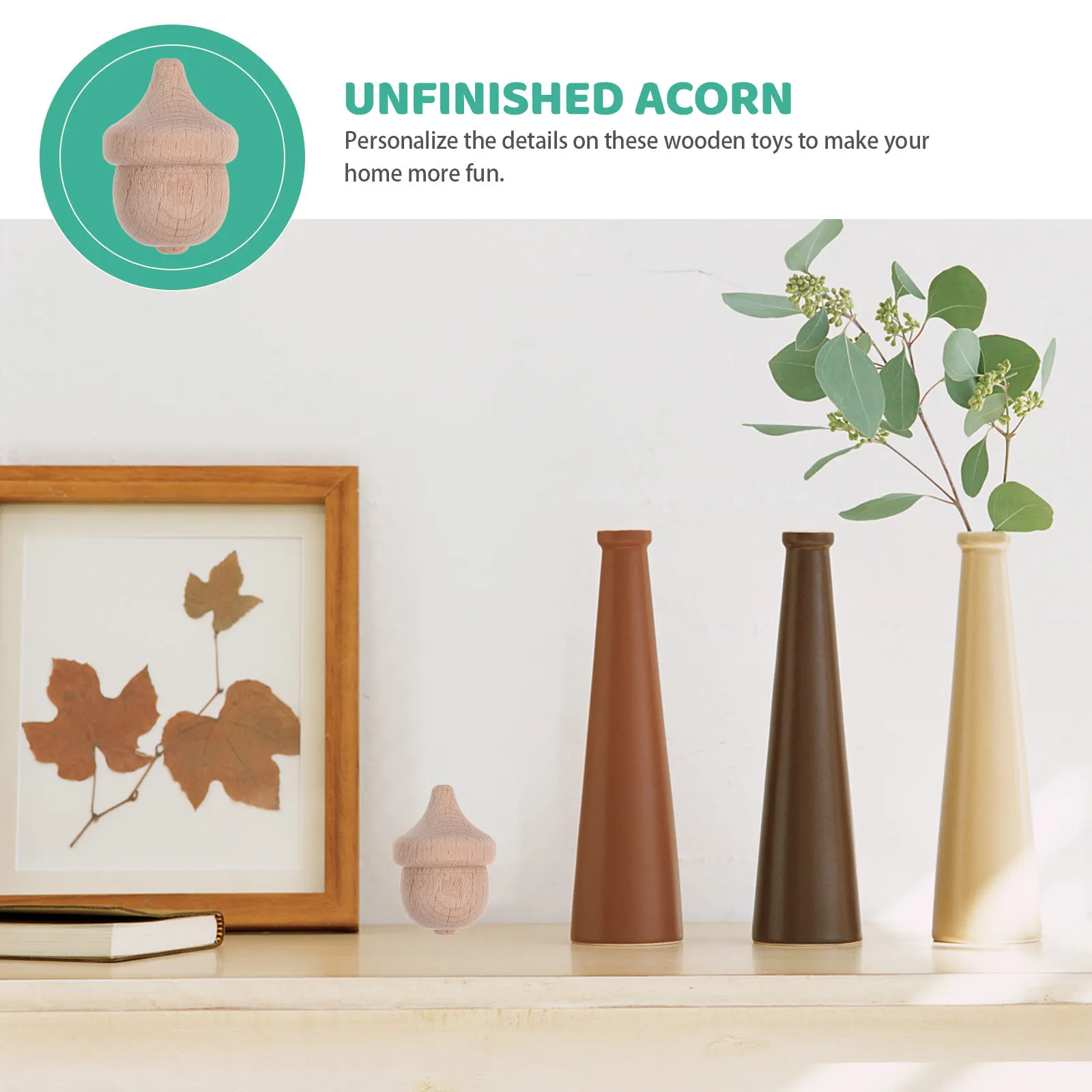 ชุดงานฝีมือตกแต่งลูกโอ๊กไม้ 10 ชิ้น แบบยังไม่เสร็จ สำหรับเด็ก ครอบครัว ตกแต่งบ้าน ตกแต่งโต๊ะทำงาน ลวดลายกราฟฟิตี