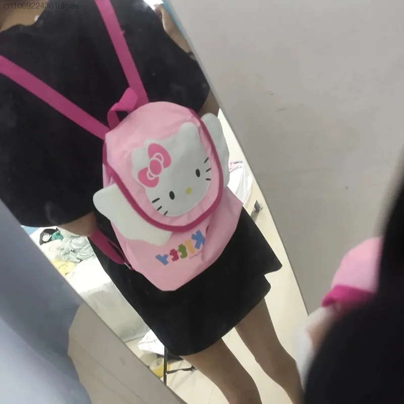 Sanrio Hello Kitty Small Wings Printed BackpackCute Sweet Fashion Casual Bag College Style Commuting Canvas Practical Backpacks