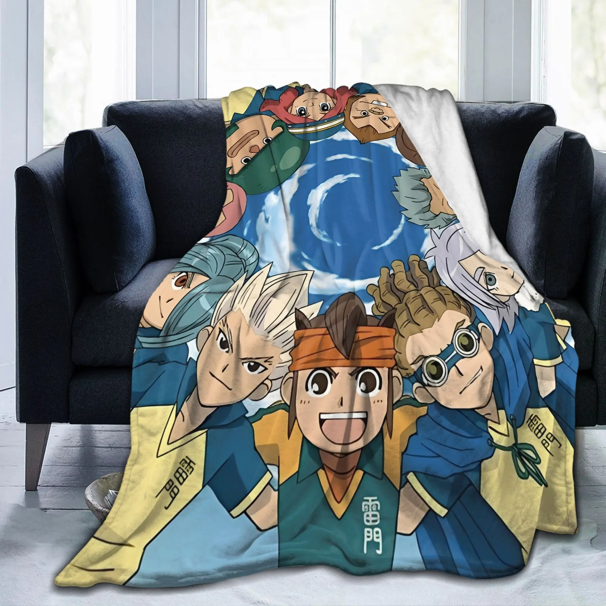 

Одеяло Inazuma Eleven в стиле аниме с бархатным принтом, портативное супермягкое одеяло для постельного белья, офисное одеяло