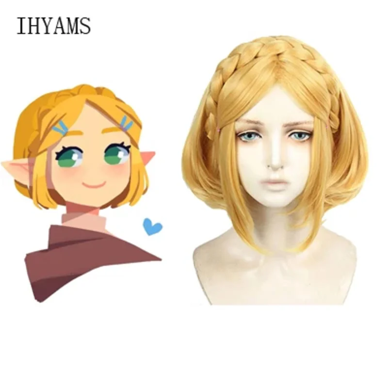 

2025 год, Дыхание дикой принцессы, золотая коса, короткие термостойкие синтетические волосы, парики для косплея + шапочка для парика