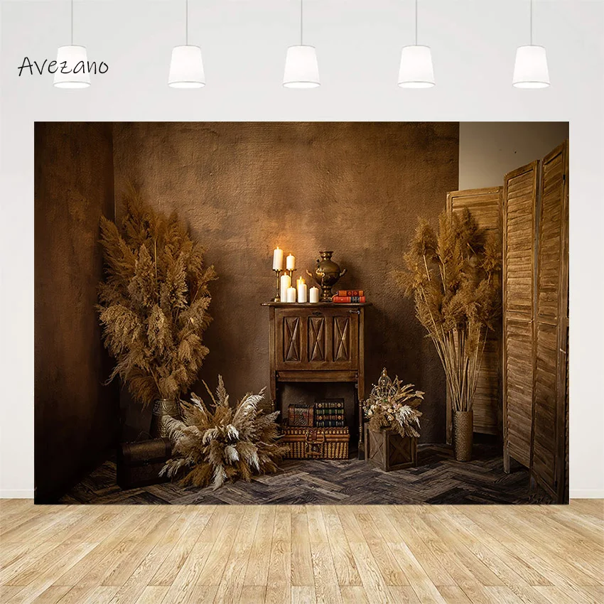 Avezano Spring Backdrop Photography Easter Pampas Grass Candle Vintage Kids Portrait Background Photo Studio Decor Photoshoot