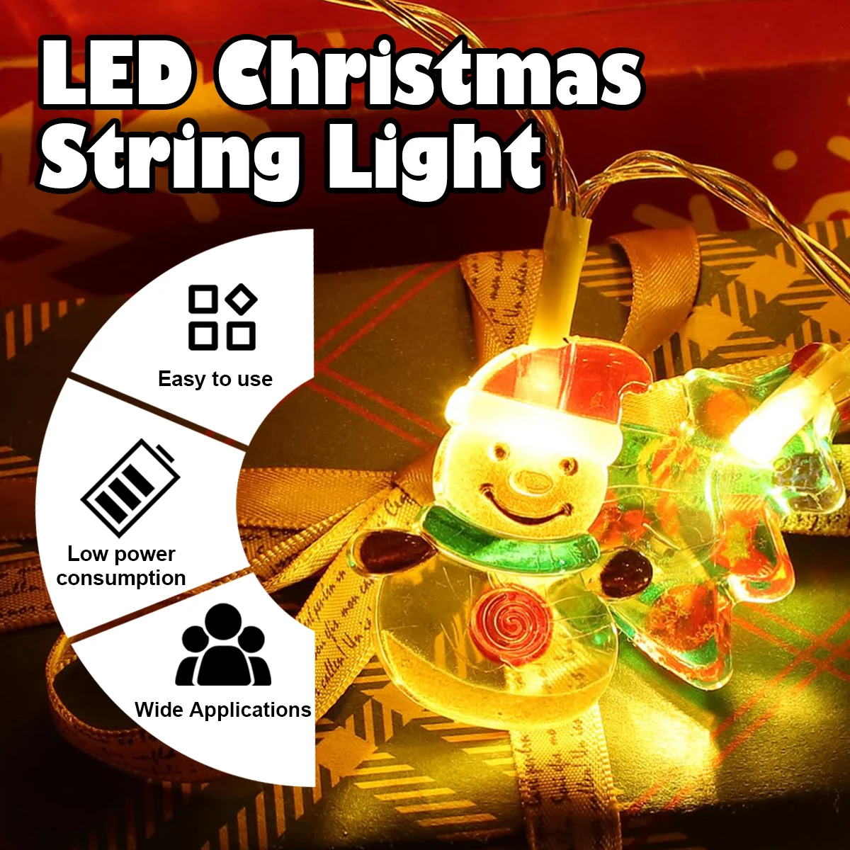 

1.5M Christmas LED String Lights Decor Santa Tree Home Snowmen Fairy Warm Lamps Battery Festival Colorful Light Lighting Garden